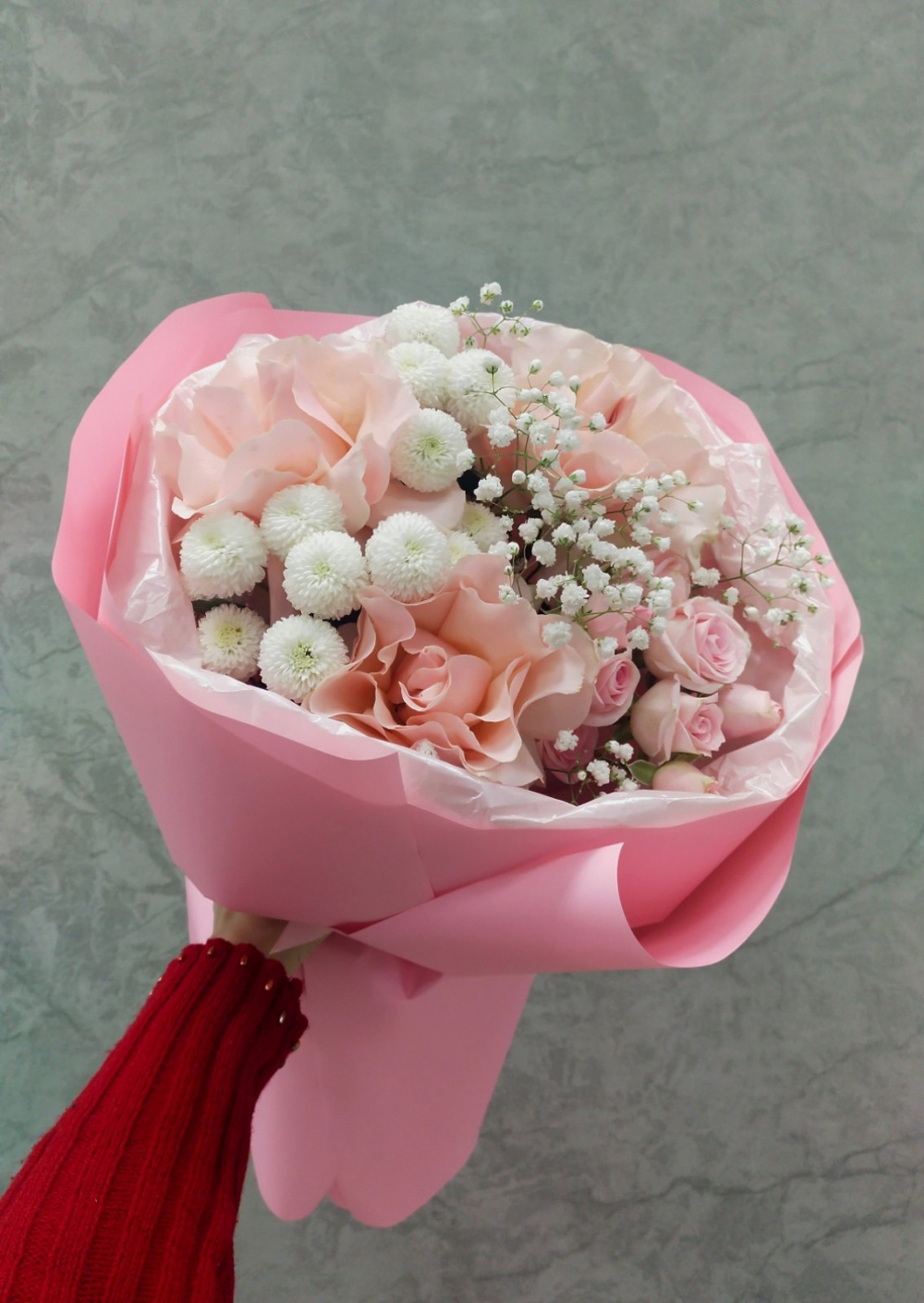 Нежный букет "Французские розы и кокос"