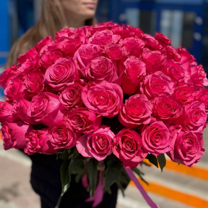 Букет из 49 шт малиновых роз, 50 см 